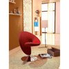 Manhattan Comfort Curl Swivel Accent Chair in Red and Polished Chrome (Set of 2) 2-AC040-RD
